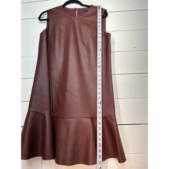NWT BCBG Maxazria Small Maroon Sheridan Faux Leather Sleeveless Mini Dress - Picture 10 of 11